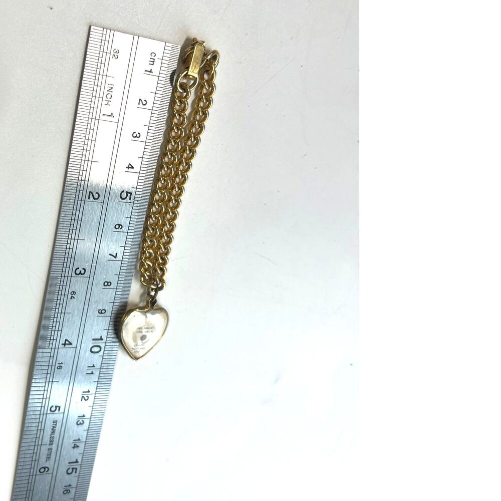 chain bracelet vintage 50's heart charm gold mustard seed Bible Matthew 17 - Picture 4 of 5